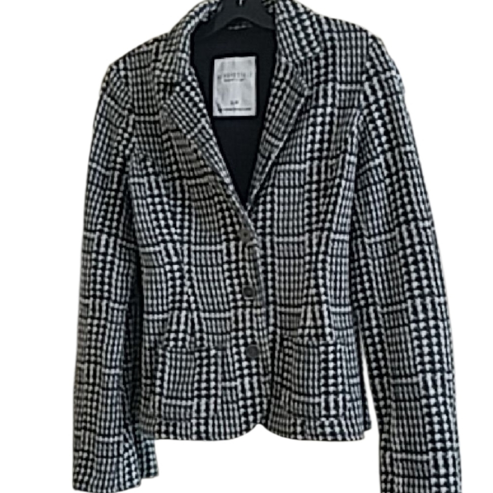 Aeropostale Black and White Houndstooth Sweatshirt Casual Blazer Tailored Jacket